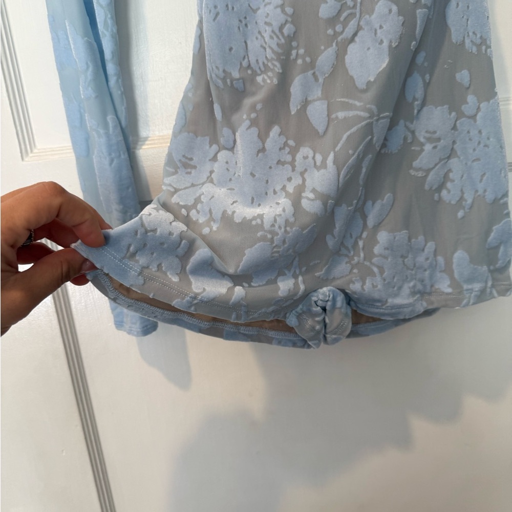 Naked Wardrobe Textured Blue Bodysuit - Picture 3 of 4